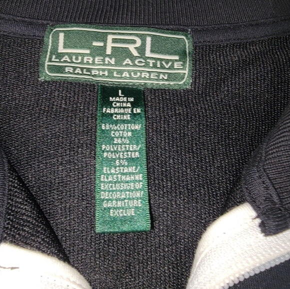 Lauren Ralph Lauren Black Zip Up Sweater with Sporty Stripes - Picture 3 of 10